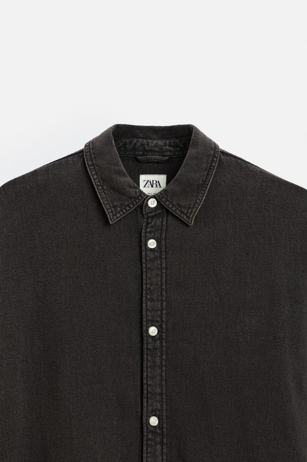 ZARА ДЖИНСОВАЯ РУБАШКА, ЧЕРНЫЙ-КОРИЧНЕВЫЙ