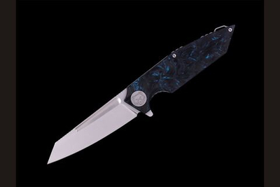 Нож складной "Баланс" (N690, синий хаотичный карбон, Замок "Liner-lock")