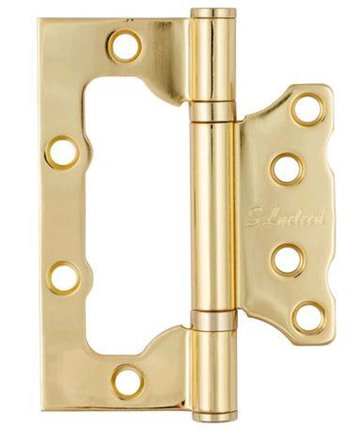 Петля  БЕЗ ВРЕЗКИ  S-Locked накл. B PB(G)  золото (цена за 2шт) 100*75* 2,5мм / 120320