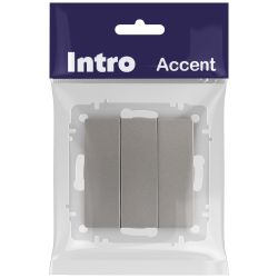Выключатель Intro Accent 6-106-09 тройной, 10А-250В, IP20, СУ, AL/CU, титан | Intro