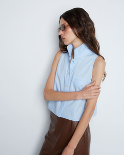Рубашка без рукавов из хлопка голубой
