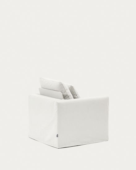 Кресло Nora со съемным чехлом и подушкой из льна и хлопка цвета экрю 92 см