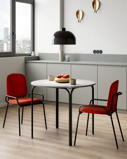 Стол обеденный Ror, Ø90 см, черный/серый