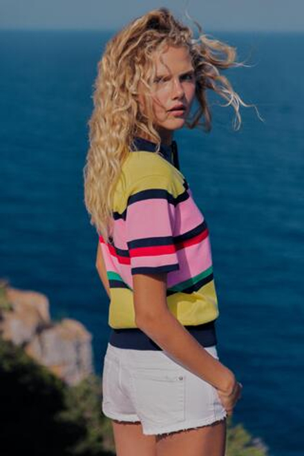 ZARA ТРИКОТАЖНОЕ ПОЛО В ПОЛОСКУ, РАЗНОЦВЕТНЫЙ