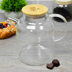 Чайник заварочный 1,6л "MercuryHaus" стеклянный с бамбуковой крышкой, MC-6497