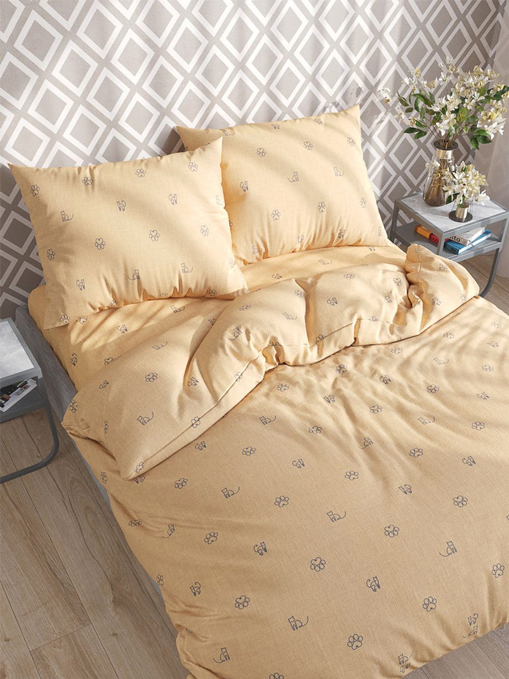 Простынь на резинке поплин Сказка "Феликс (компаньон)" 140x200 см