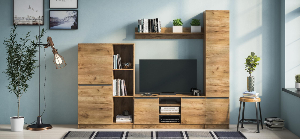 Шкаф-витрина Сплит Крафт табачный, Серый графит(последний экземпляр)