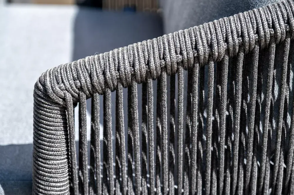 "Верона" лаунж-зона 5-местная плетеная из роупа (веревки), каркас алюминиевый темно-серый, роуп темно-серый