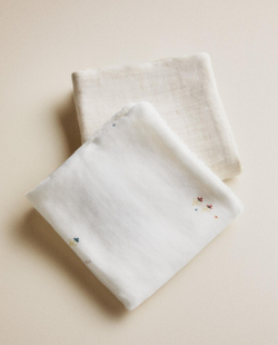Zara Home Полотенце для лица и рук из хлопка, экрю, 30x30 см (2 шт.)