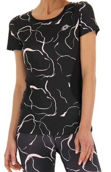 Женская теннисная футболка Lotto Running 3 - all black/barely pink