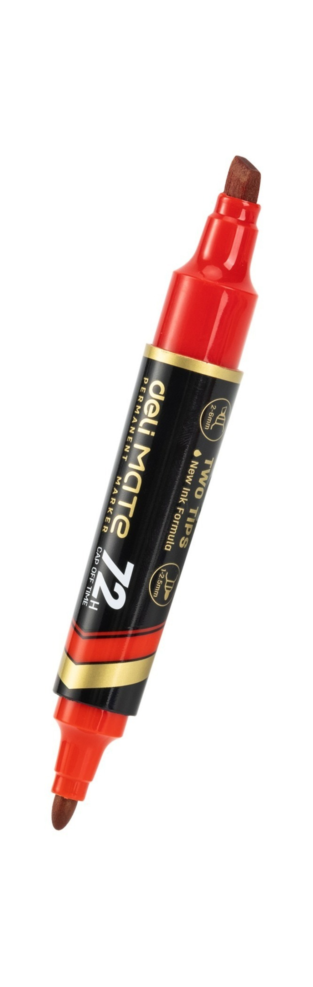 Маркер перманентный 1.0-5.0 Deli Mate двойн. пиш.нак. красный EU72-RD