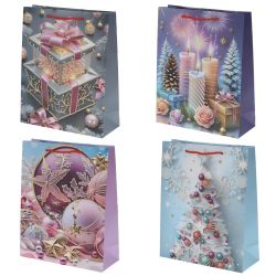 GAEM Пакет подарочный (бумага 210г/м2, блок 12шт), L32 W10 H26 см, 4в.