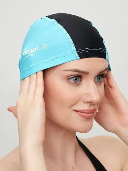 Шапочка для плавания лайкровая Sargan Классика унисекс голубой/черный