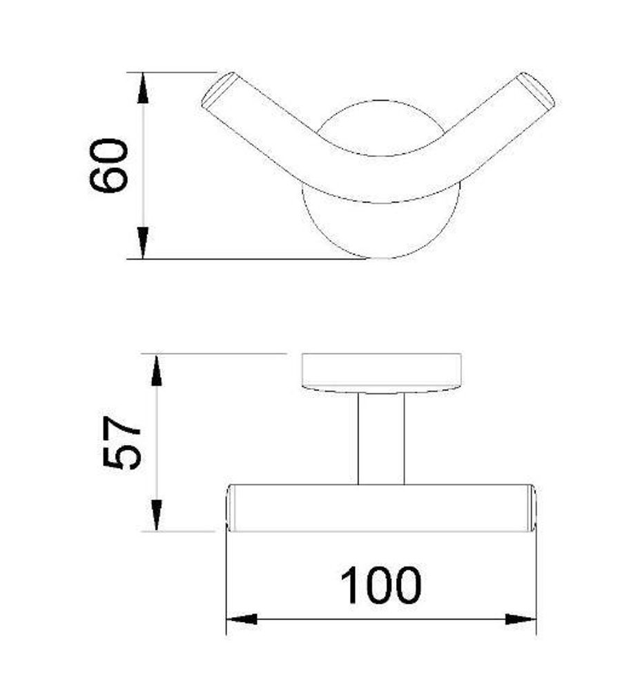 Крючок для ванны двойной латунь MONACO 16373.В глянцевый