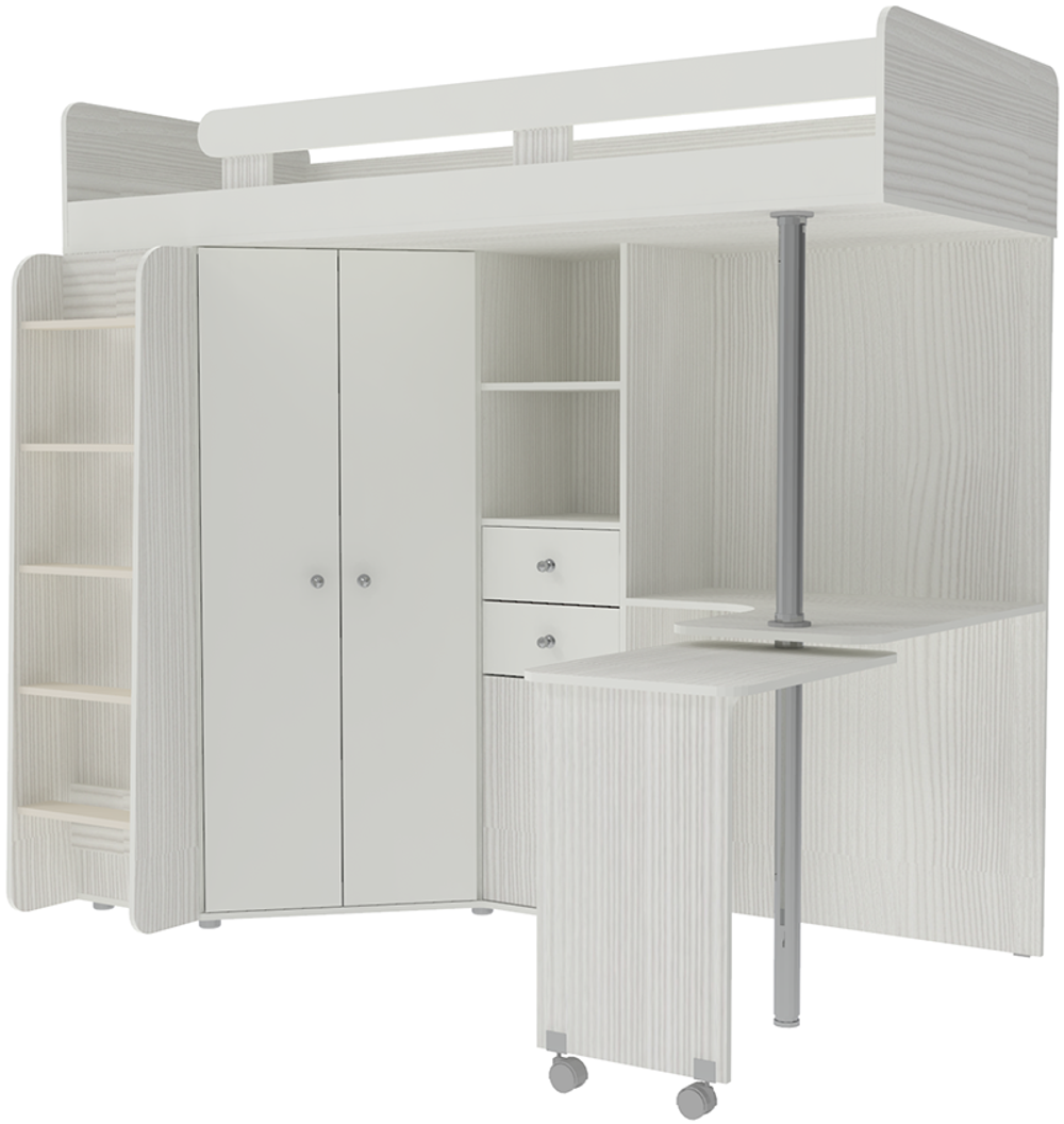 Кровать-чердак КарИВи М85 Белое Дерево Белый