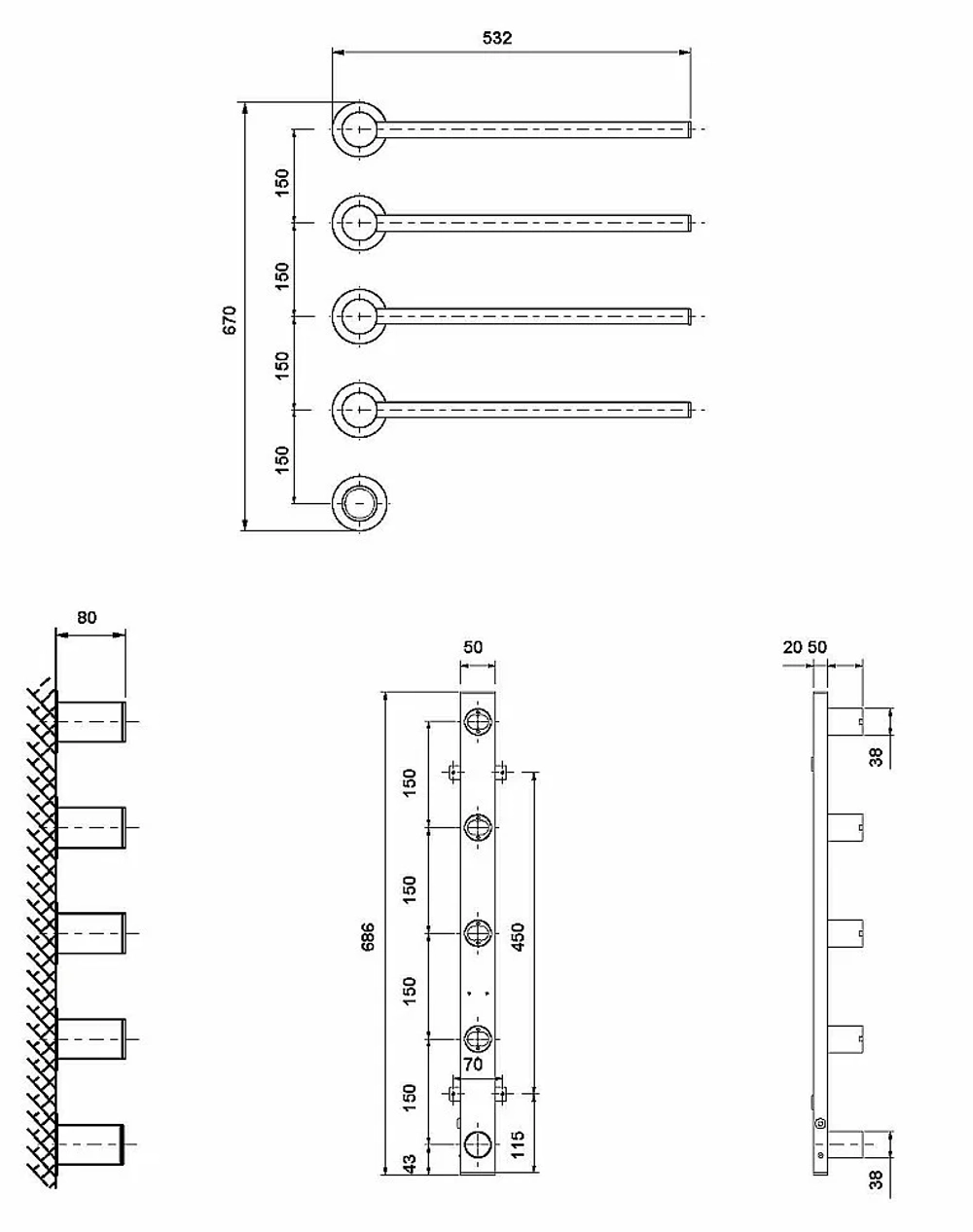 Полотенцесушитель электрический Vincea VTD-2H1MB черный, таймер