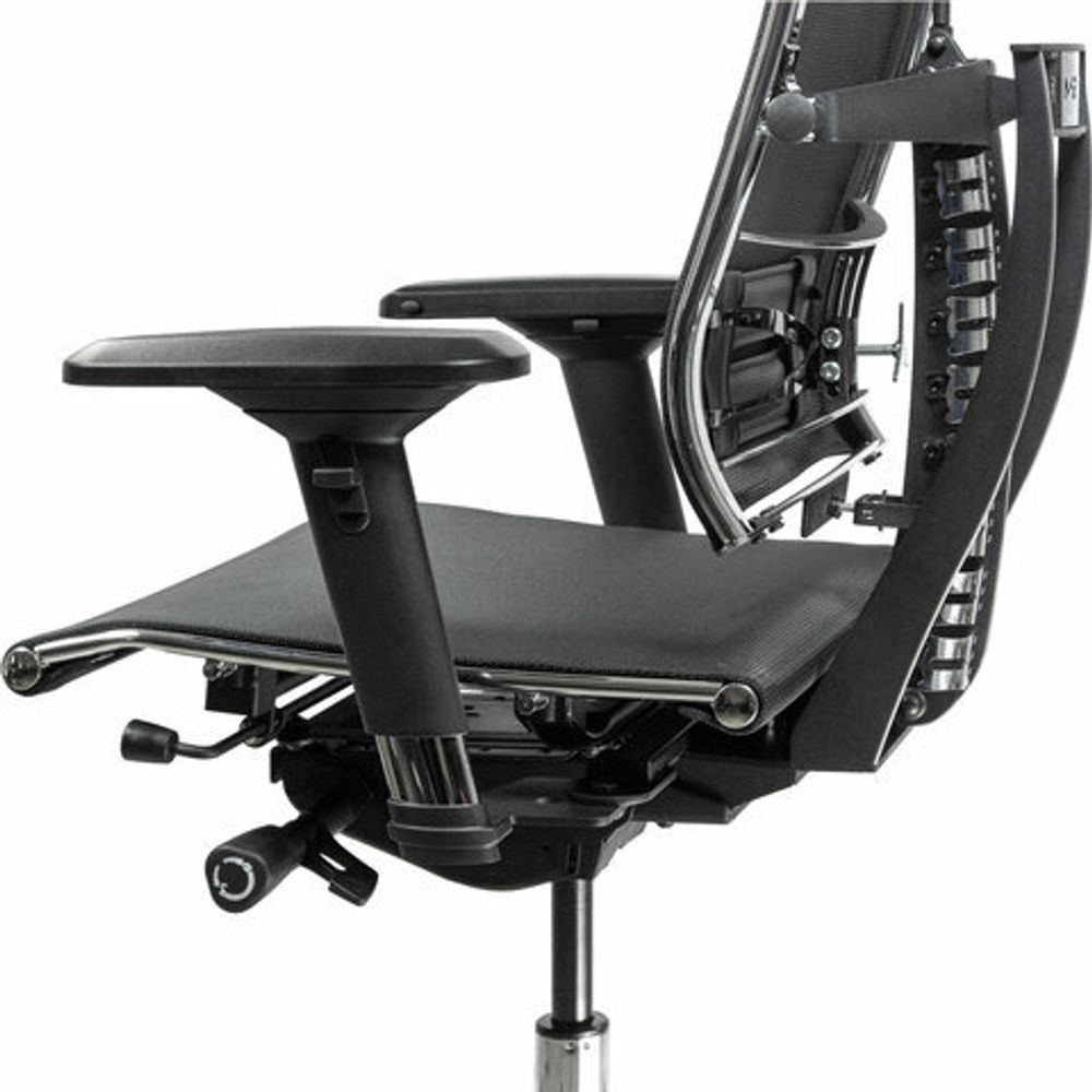 Кресло МЕТТА "YOGA" Y 4DF B2-5D, адаптивная спинка, 3D-подголовник, сверхпрочная сетка, черное