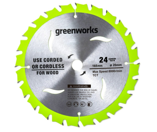 Пильный диск Greenworks 165 мм 24Т по дереву для циркулярной пилы (2955707)