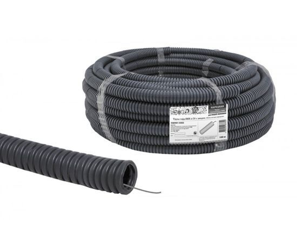 Труба гофрированная ПВХ d 20 с зондом легкая народная TDM SQ0401-0302 (100 м.)
