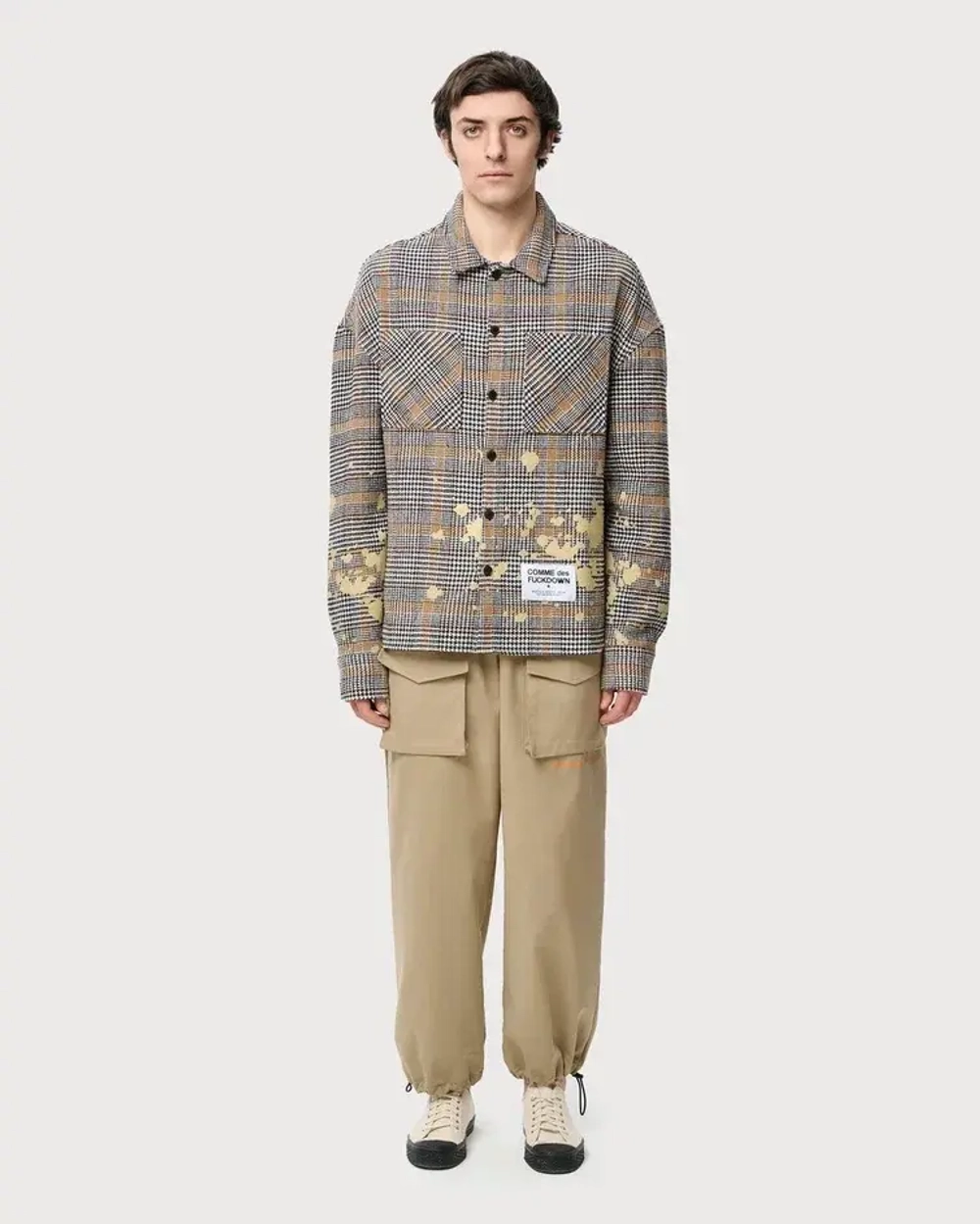 COMME DES FUCKDOWN РУБАШКА БЕЖЕВАЯ В КЛЕТКУ