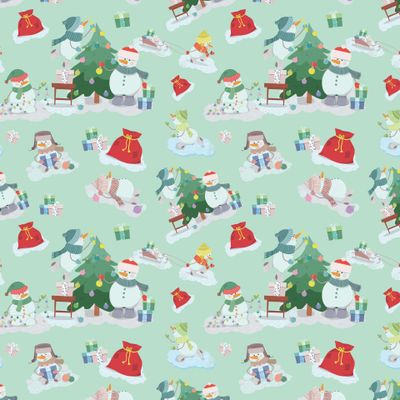 Funny snowmen on blue