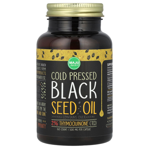 Maju Superfoods, масло черного тмина холодного отжима, 500 мг, 60 капсул