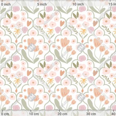 Нежный цветочный весенний орнамент. Дамаск, ромбы, пастельные цветы by Tani Kuzminka 309 DPI