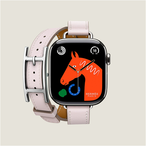 Apple Watch Series 10 Hermes 42 mm Attelage Double Tour Hapi (Mauve Pale)