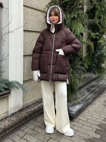 Пуховик двухсторонний женский с капюшоном