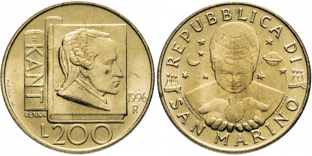 Сан-Марино 200 лир, 1996 Кант UNC