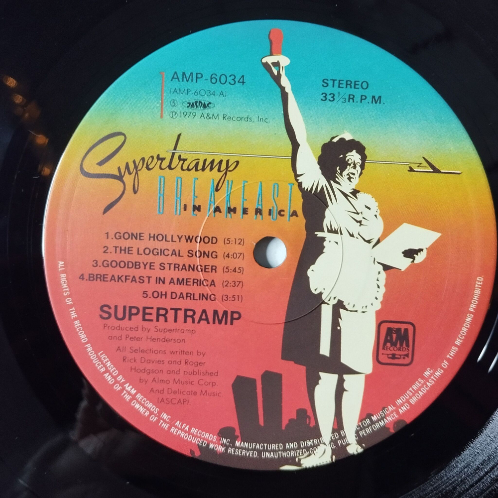 Винтажная виниловая пластинка LP Supertramp Breakfast In America (Japan 1979) (Obi) Gone Hollywood AMP-6034