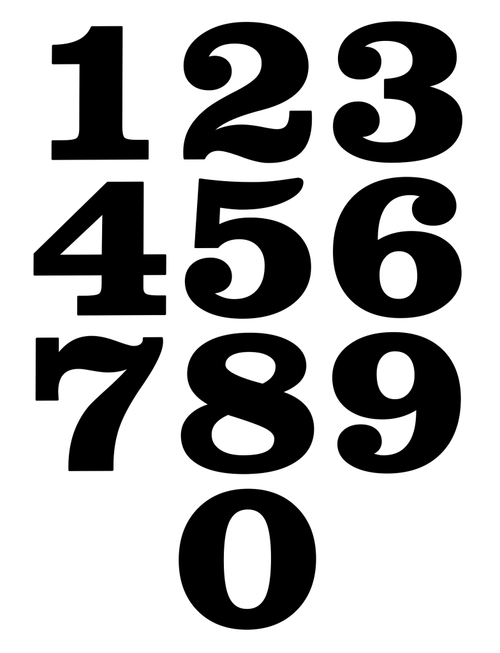 Наклейки цифры Policomprint М12, 3х4 см.