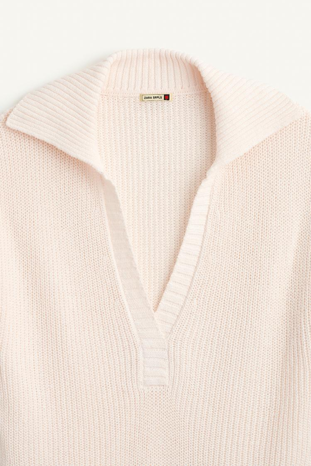 ZARA ТРИКОТАЖНАЯ РУБАШКА-ПОЛО, СВЕТЛО-БЕЖЕВЫЙ