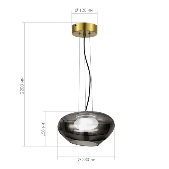SL6019.303.01 Светильник подвесной ST-Luce Латунь/Дымчатый, Белый LED 1*10W 3000K FORAY