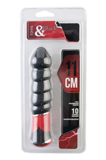 Анальный черный вибратор Black & Red, (10 режимов) (Цвет: черный с белым)