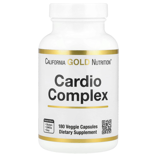 California Gold Nutrition, комплекс для здоровья сердца со смесью CardioAmino, смесью CardioPhyto и коэнзимом Q10, 180 растительных капсул