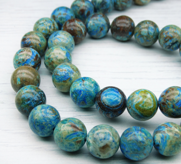 ПК069НН10 Бусины из природного камня бирюзовая яшма, размер: 10 мм, 3 шт.