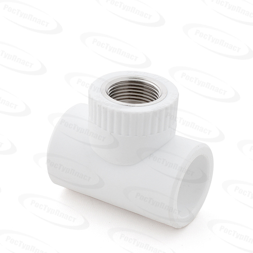 Тройник комбинированный PPR внутренняя резьба 25х 1/2,  белый, РТП (80/20)