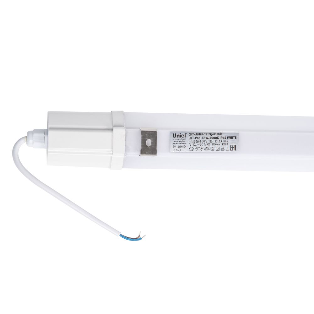 ULT-V45-18W-4000K IP65 WHITE Светильник светодиодный линейный. Белый свет 4000K. Корпус белый. ТМ Uniel