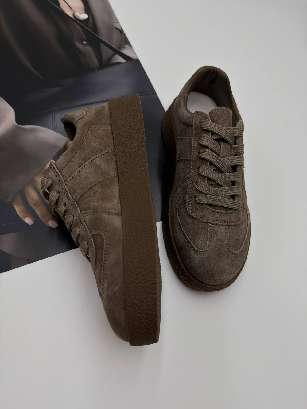 Кроссовки женские натуральная кожа арт. 234-5 цвет "коричневый"