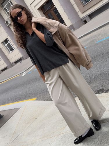 Серая трикотажная футболка-поло