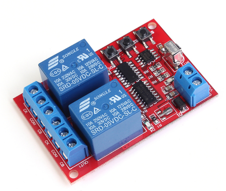 Модуль реле 2 канала 10А DC 12V с ИК приемником и ПДУ