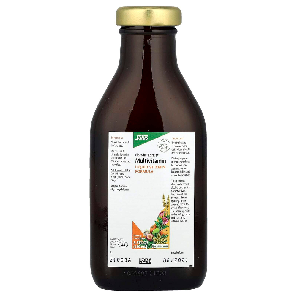 Floradix, Epresat®, мультивитамины, 250 мл (8,5 жидк. Унции)