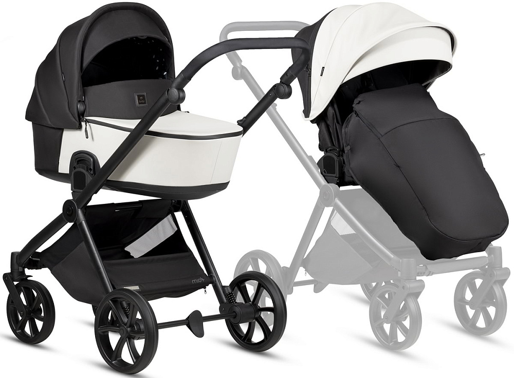 Детская коляска Tutis Mio 3 Plus Leather New 3 в 1 с автокреслом Elo Lux EduSky Black 1622200 Silver Grey
