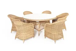 "Эспрессо-150 R" обеденная группа плетеная, цвет соломенный