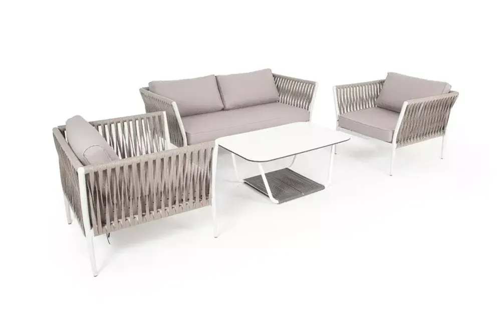 "Касабланка" лаунж-зона плетеная из роупа 4-местная, цвет серо-коричневый