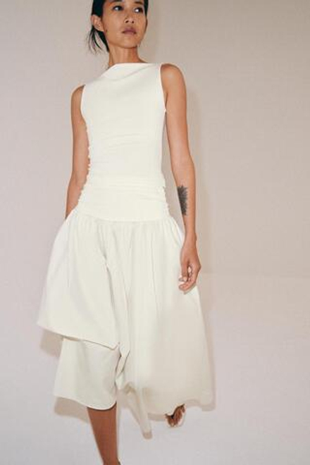 ZARA ОБЪЕМНАЯ КОМБИНИРОВАННАЯ ЮБКА, ЭКРЮ