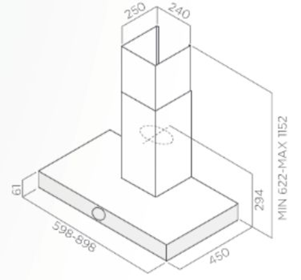 Каминная вытяжка Jet Air TOUCH IX/A/60-PRF0099979A