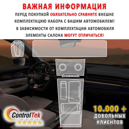 EXEED VX (2021) - комплект защитных матовых пленок 4 в 1. Пленка защитная ControlTek HYBRID со слоем TOP COAT. Толщина: 6 mil. (175 мкм.)