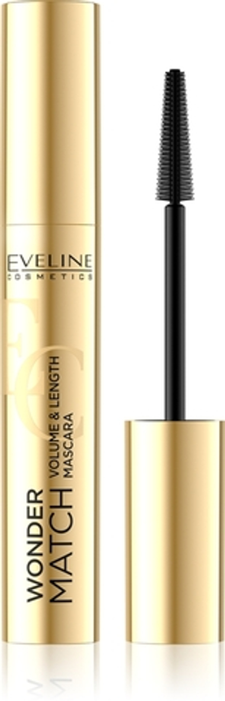 Eveline Cosmetics Wonder Match - Тушь для ресниц, увеличивающая объем и утолщающая оттенок Black, 7 ml